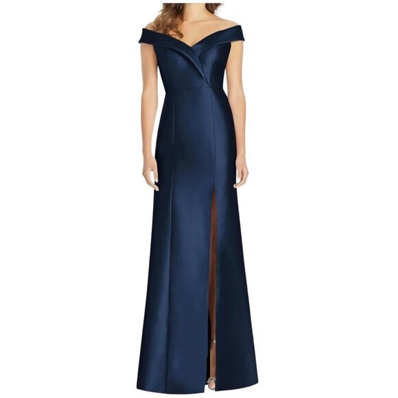 Alfred Sung Off-the-Shoulder Cuff Trumpet Gown Womens Size 8R - Picture 1 of 12